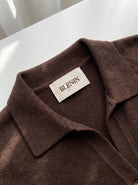 BLENIN collared button cardigan, woven BLENIN neck label