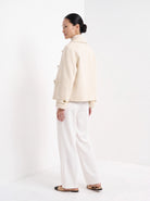 BLENIN short collared jacket in cream, back view