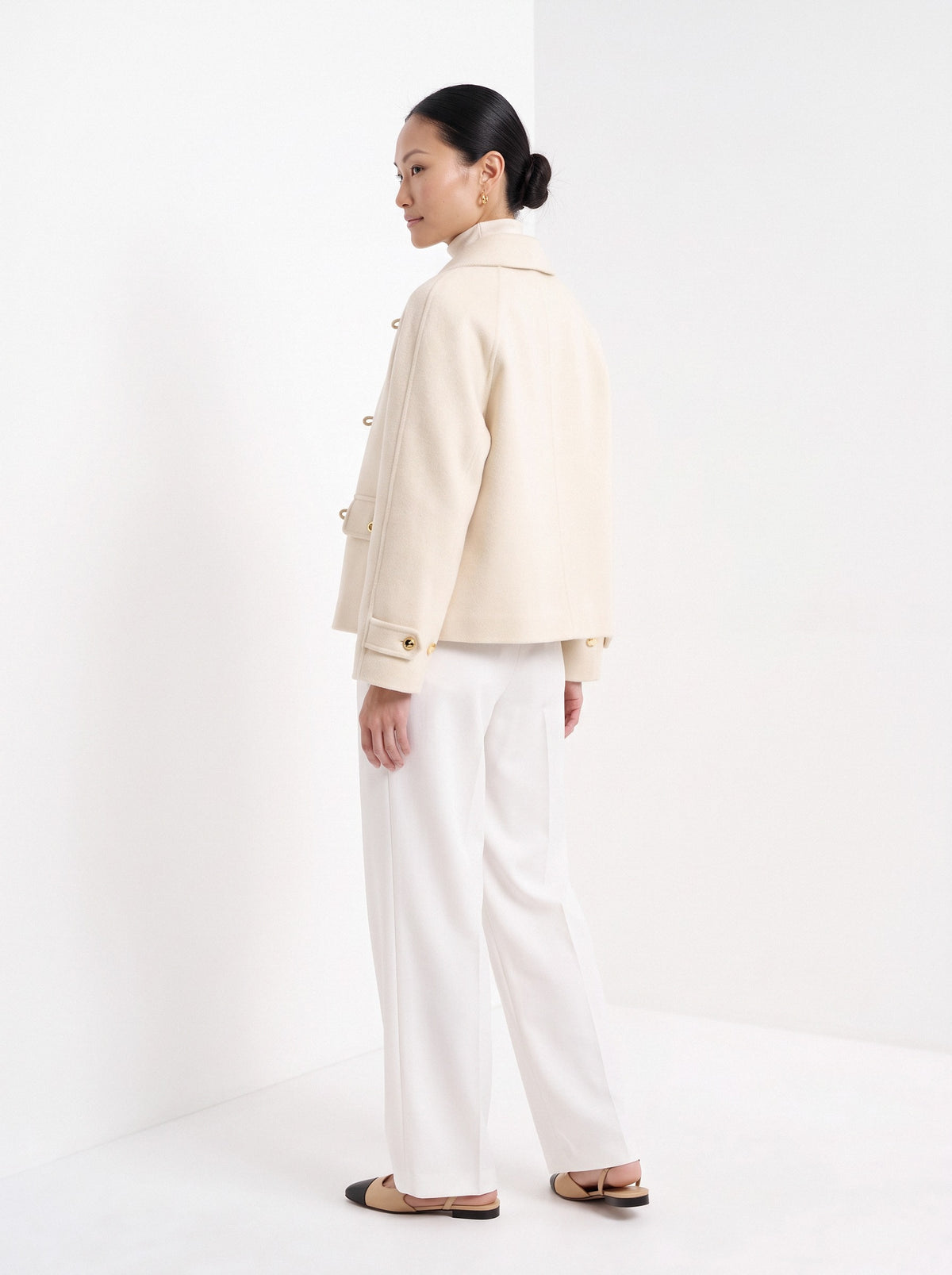 BLENIN short collared jacket in cream, back view
