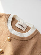 BLENIN gold button knit top, woven BLENIN neck label