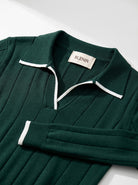 BLENIN contrast trim knit polo, woven BLENIN neck label