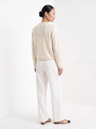 BLENIN knot button cardigan in cream, back view