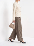 BLENIN stand collar fitted jacket in cream, styled detail
