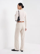 BLENIN cashmere mock neck sweater in milky, back view