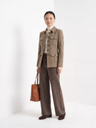 BLENIN herringbone field jacket in camel, full-length front view