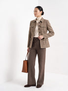 BLENIN herringbone field jacket in camel, three-quarter view