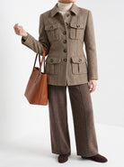 BLENIN herringbone field jacket in camel, styled detail