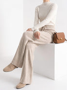 BLENIN knit wide leg trousers in beige, styled detail