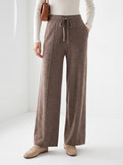 BLENIN knit wide leg trousers in mocha, front portrait