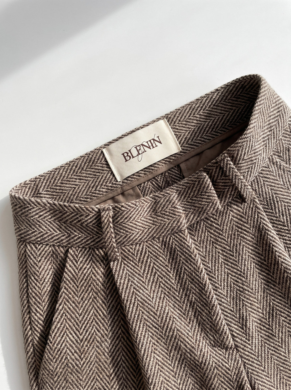 BLENIN herringbone wide leg trousers, woven BLENIN label