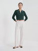 BLENIN contrast trim knit polo in forest green, video of the full outfit
