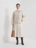 BLENIN collarless short coat in cream, video of the full outfit