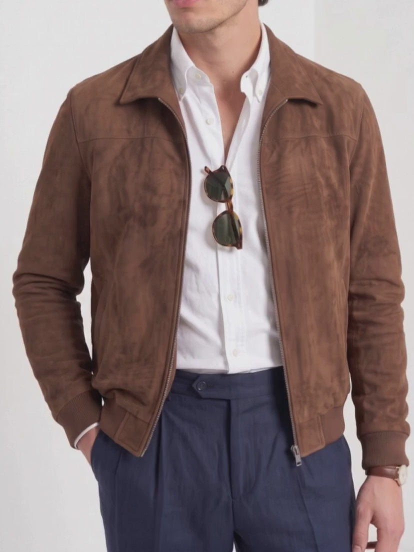 BLENIN Quiet Luxury Suede-Look Harrington Jacket, video