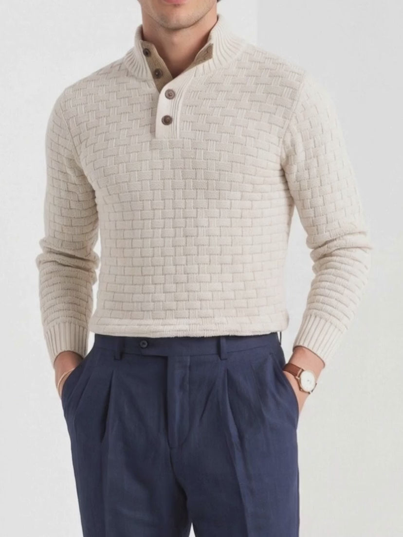 BLENIN Old Money Basket Weave Button Sweater, video