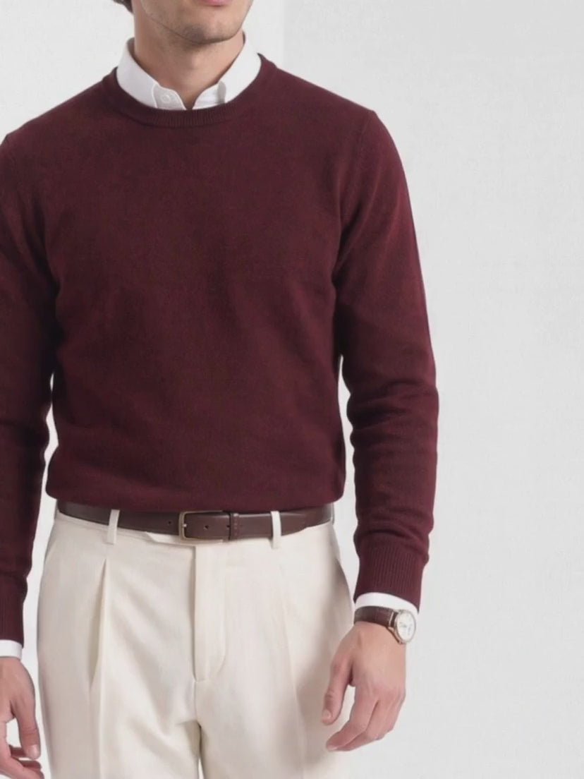 BLENIN Quiet Luxury 100% Wool Crew Neck Sweater, video