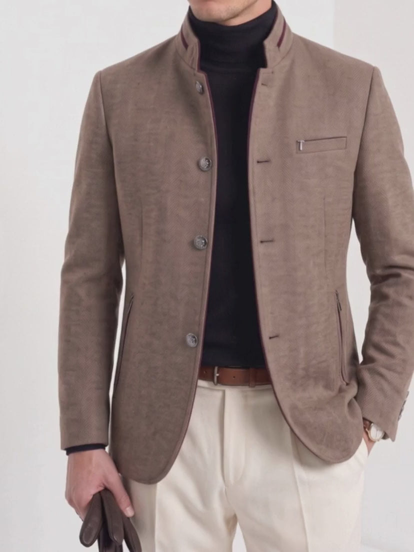 BLENIN Old Money Mandarin Collar Wool Blend Jacket, video
