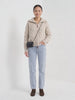 BLENIN wide collar cable zip cardigan in oatmeal, video of the full outfit