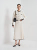 BLENIN contrast trim cable cardigan in ivory, video of the full outfit