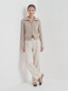 BLENIN cable zip collar cardigan in camel, video of the full outfit