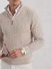 BLENIN Cable Knit Crew Neck Sweater, video