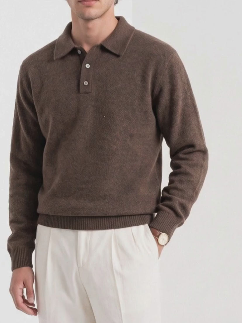 BLENIN Old Money Brushed Knit Polo Sweater, video