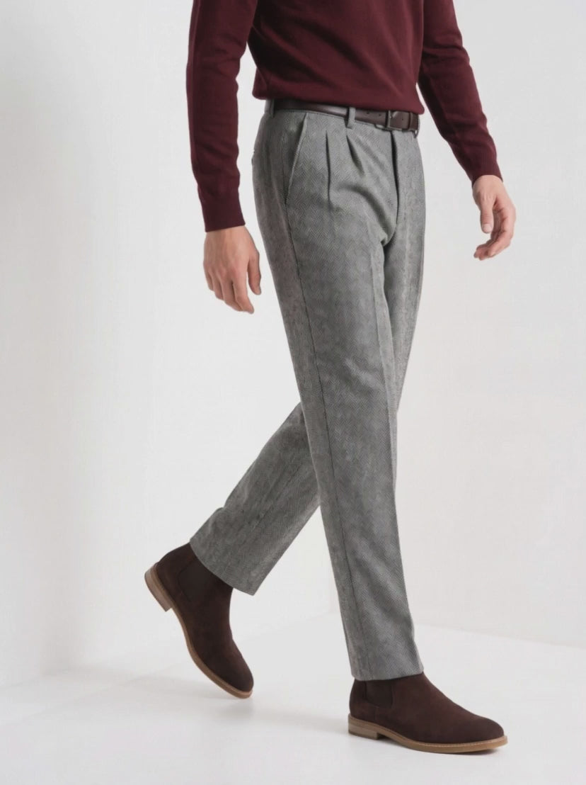BLENIN Old Money Herringbone Wool Trousers, video