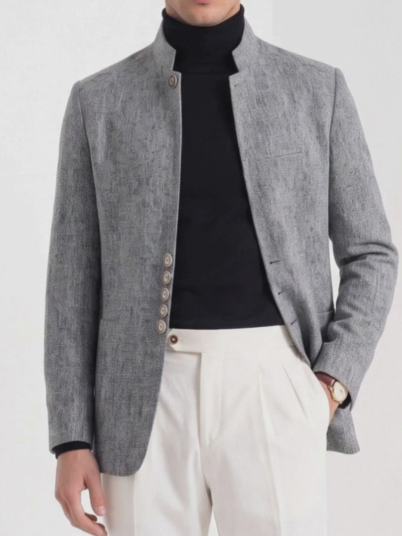 BLENIN Old Money Stand Collar Tweed-Look Jacket, video
