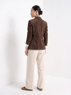 BLENIN women's suede-look blazer in brown, back view