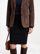BLENIN women's suede-look blazer in brown, fit detail