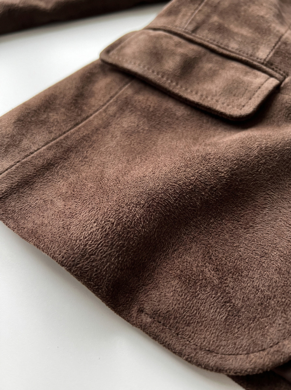BLENIN women's suede-look blazer in brown, fabric close-up