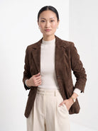 BLENIN women's suede-look blazer in brown, front portrait