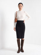 BLENIN women's knit pencil skirt in black, full-length look