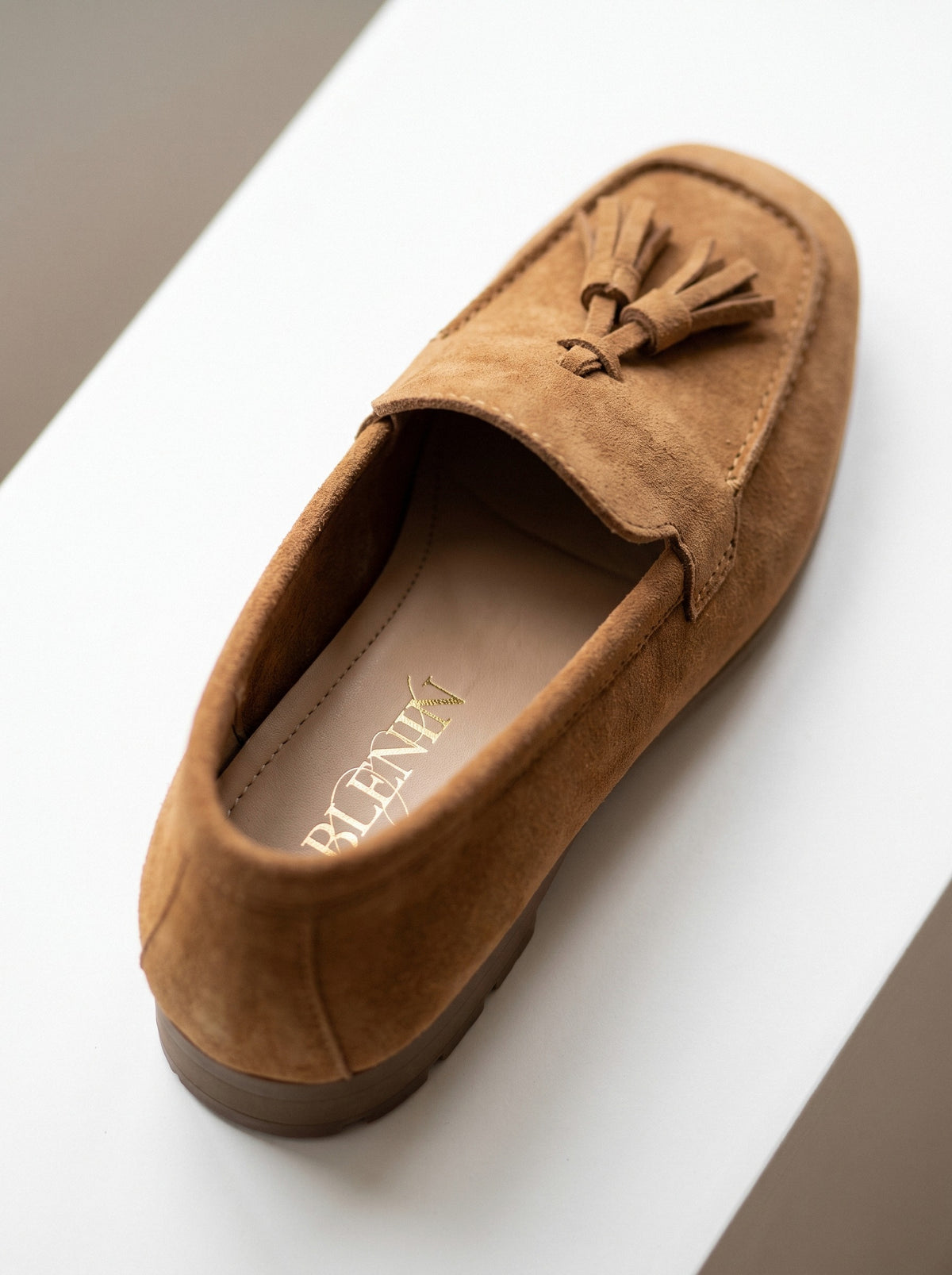 BLENIN suede-look tassel loafers, BLENIN insole logo