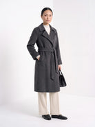 BLENIN women's double-faced wool coat in charcoal, full-length look