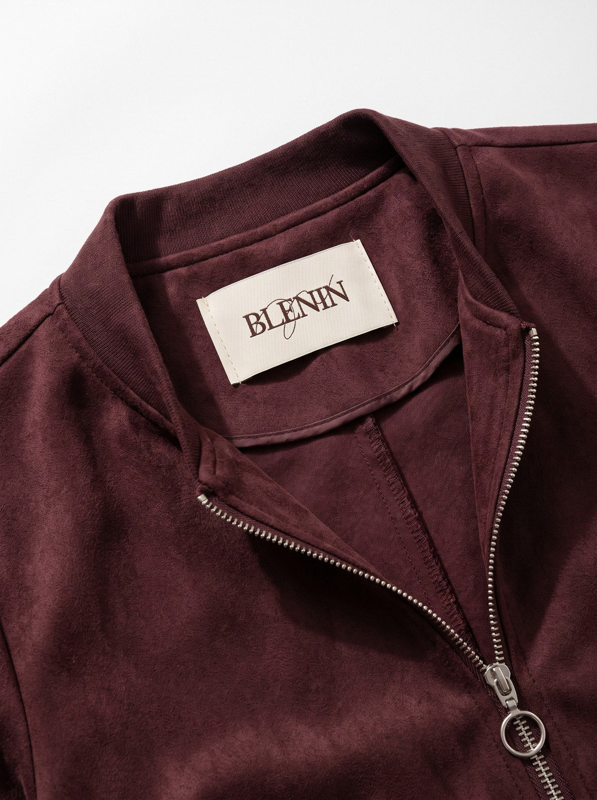 BLENIN suede-look bomber jacket, woven BLENIN label